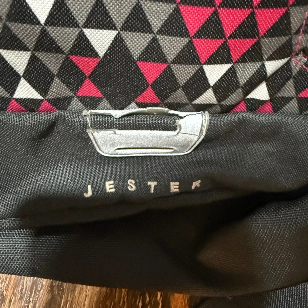 North Face Jester Backpack Womens Pink Black Geometric Triangle A93H Bookbag